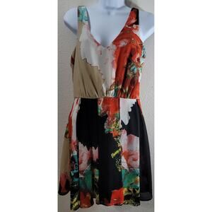 GB Orange Brown Sleeveless A-Line Mini Dress Medium Lightweight Lined Soft Flowy